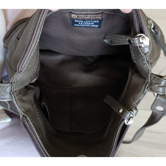 VTG Great American Purse Leather Works Crossbody Gray Pebbled Multi Pocket Bag - Picture 5 of 10